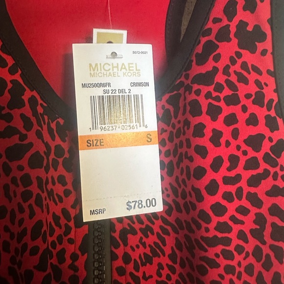 *FINAL* MICHAEL MICHAEL KORS Animal Print Zip-Front Sports Bra: RED: NWT: S - Picture 4 of 6